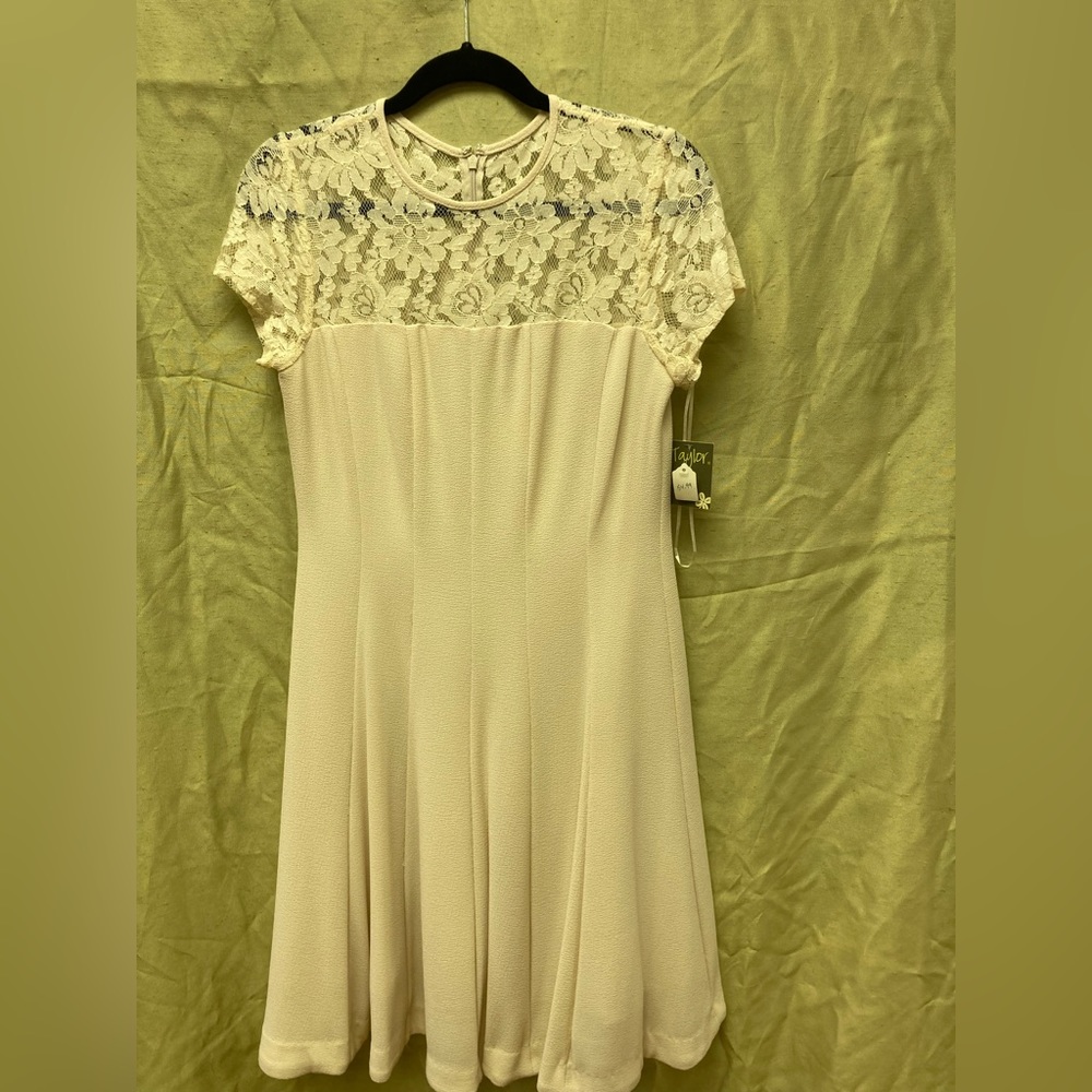 Beautiful new Taylor dress, size 4, color beige.